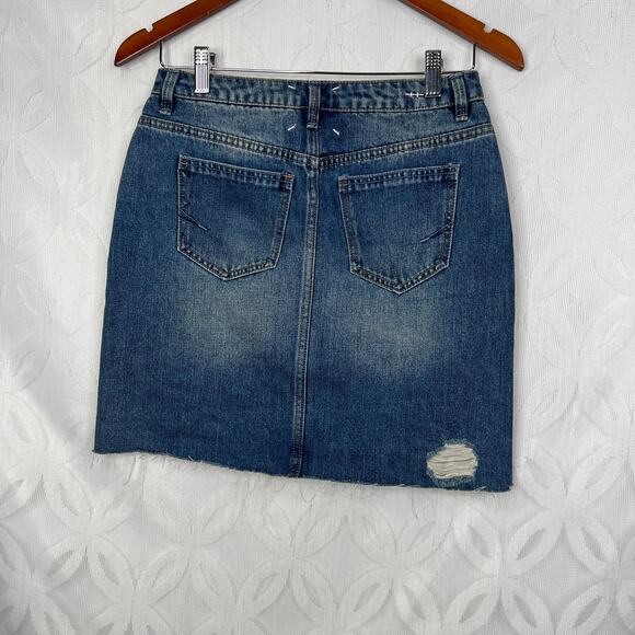 Habitual Girl Distressed Jean Mini Big Girl Size 14 Denim High Lo Skirt NWT - Picture 3 of 6